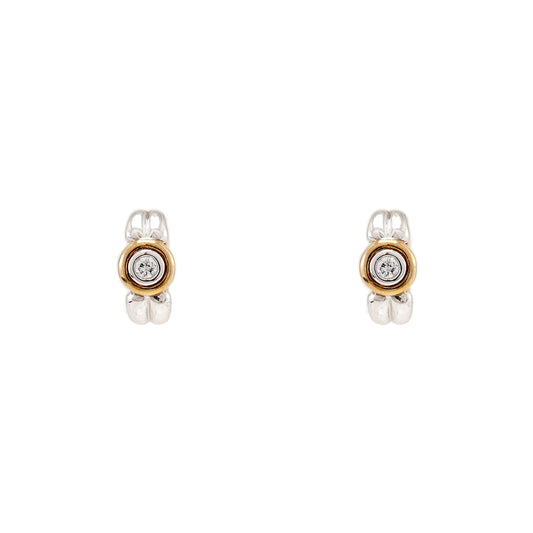 Hoop earrings white gold yellow gold zirconia 333 8K women's jewelry gold earrings bicolor