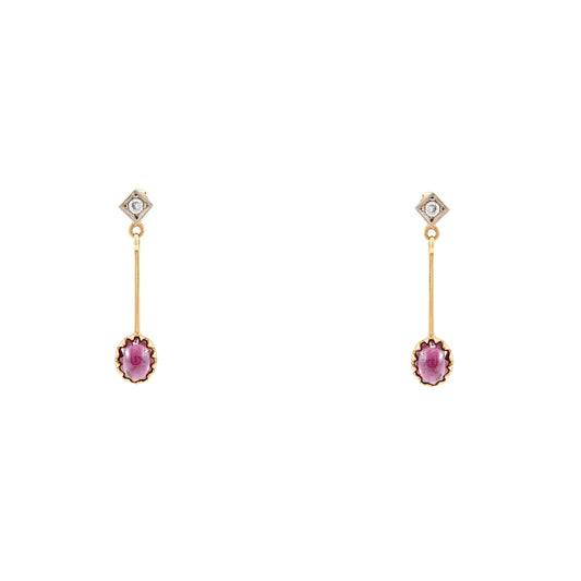 Vintage earrings amethyst stud earrings zirconia 14K rose gold white gold earrings