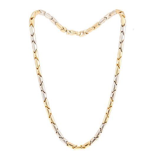 Bicolor Collier halbmassiv Gelbgold Weißgold 585 14K Damenschmuck gold necklace