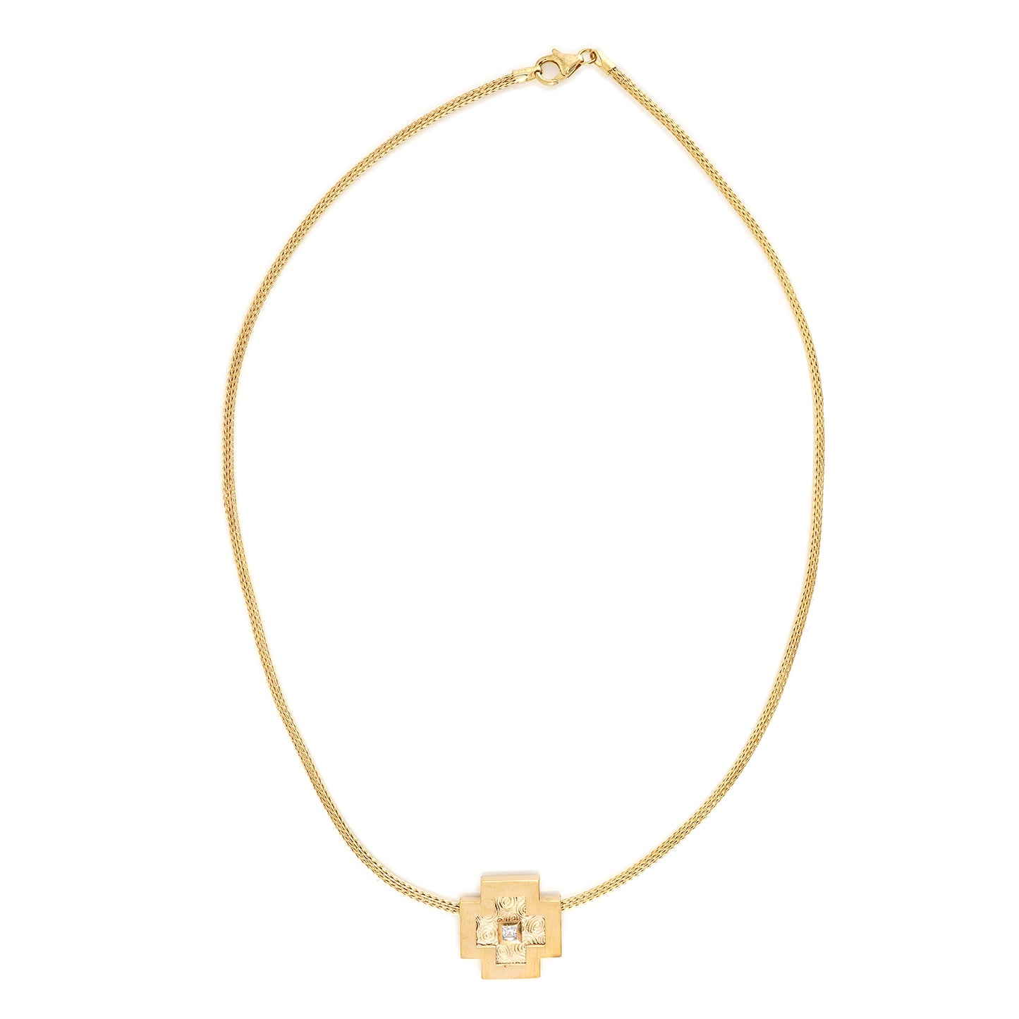 Collier Kette Anhänger Kreuz Zirkonia Gelbgold 45cm Damenschmuck Geschenk Goldschmuck