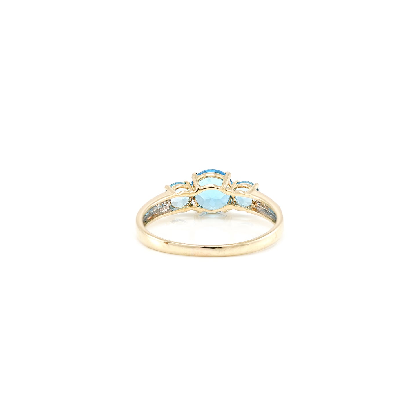 Damenring mit synth. Topas Diamant in Gelbgold 375 9K blau Damenschmuck Goldring