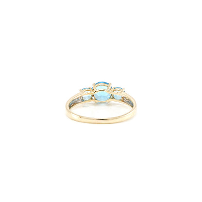 Women's ring with synthetic topaz diamond in yellow gold 375 9K blue women's jewelry gold ring