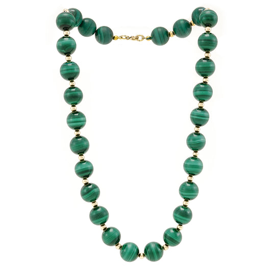 Malachite necklace necklace yellow gold 585 14K 45cm women's jewelry gemstone necklace 97.9g