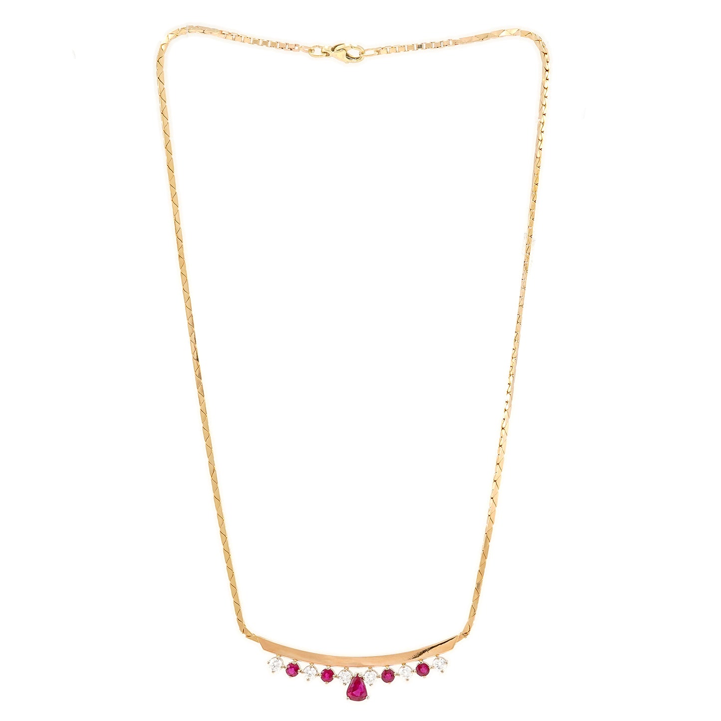 Collier Rubin Diamant Brillant Gelbgold 585 14K 45cm Damenschmuck Halskette