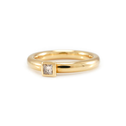 Verlobungsring Kombinationsring Diamant Princess 750 Gold Gelbgold 18K Geschenk Diamantring Set