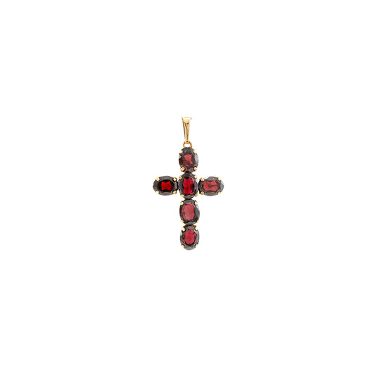 Cross pendant with garnet yellow gold 333 8K women's jewelry chain pendant gold pendant