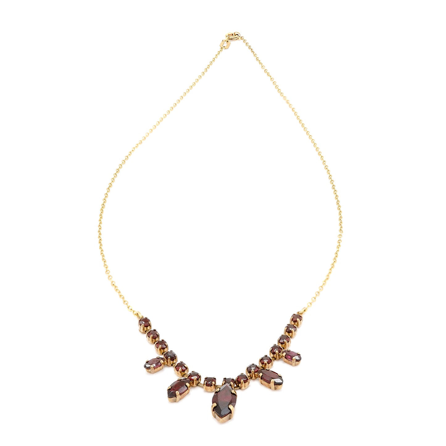 Necklace yellow gold garnet 333 8K 42cm women's jewelry gold chain garnet jewelry