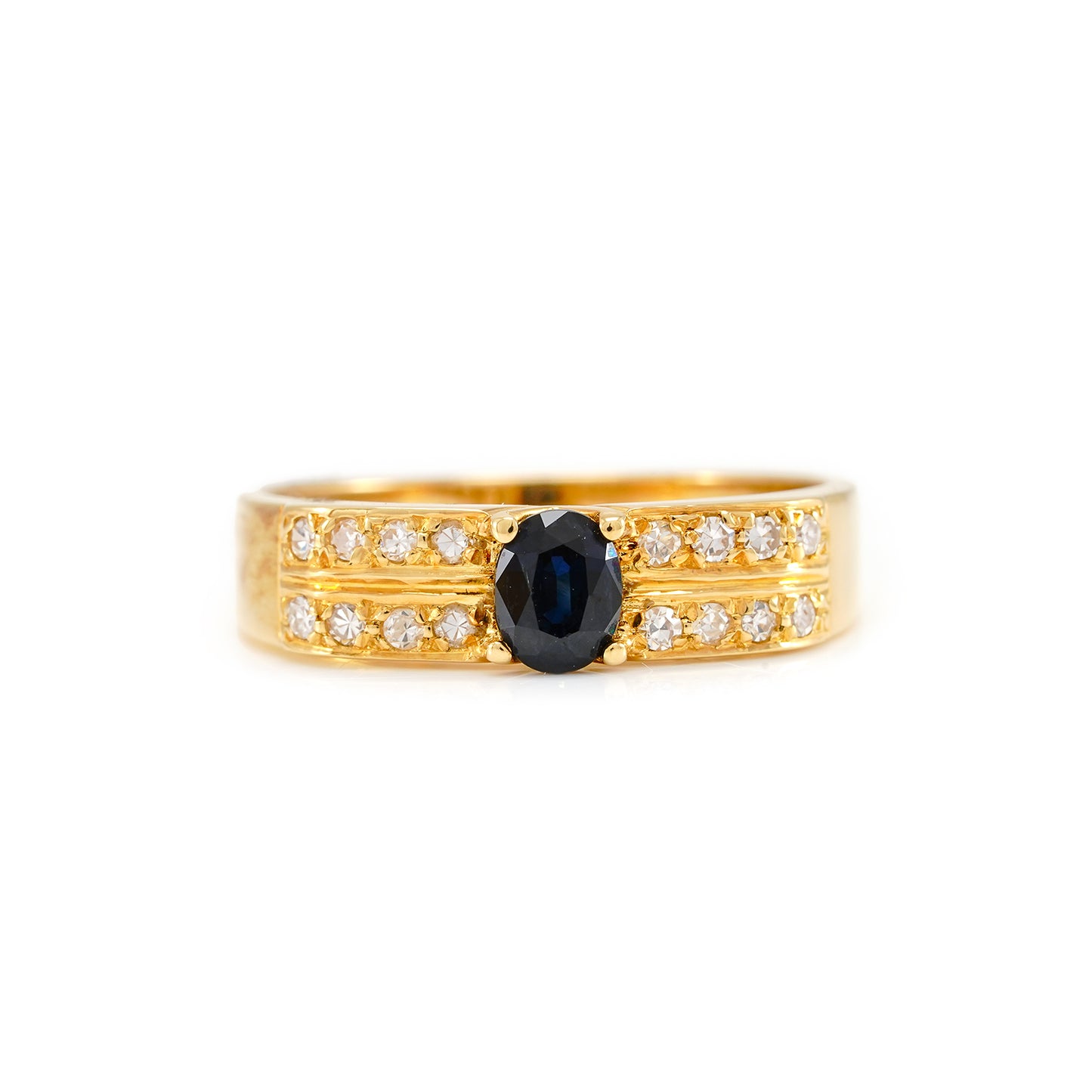 elegant sapphire ring gold ring with diamonds sapphire 750 gold 18K sapphire jewelry