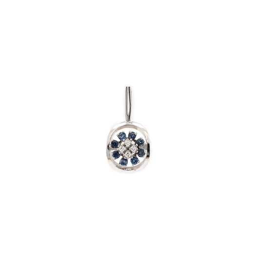 Diamond pendant white gold diamond brilliant sapphire set 585 14K women's jewelry chain pendant