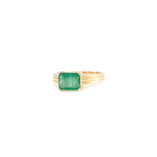 Vintage emerald ring yellow gold 18K women's jewelry gold ring gemstone jewelry emerald ring