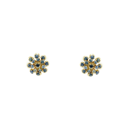Stud earrings sapphires 585 14K yellow gold women's jewelry earrings earrings 6.25g flower