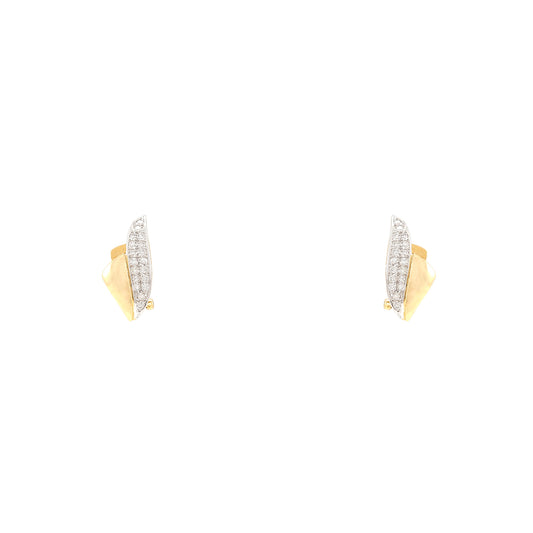 Bicolor diamond hoop earrings yellow gold white gold 18K women's jewelry earrings gold earrings
