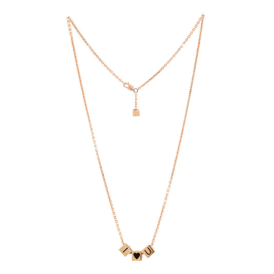 Gold chain pendant ILoveU enamel cube rose gold 18K women's jewelry gold necklace chain
