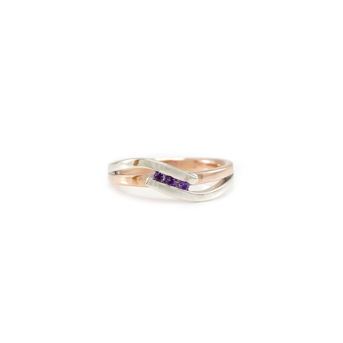 Women's ring amethyst rose gold white gold 9K women's jewelry gemstone ring gold ring