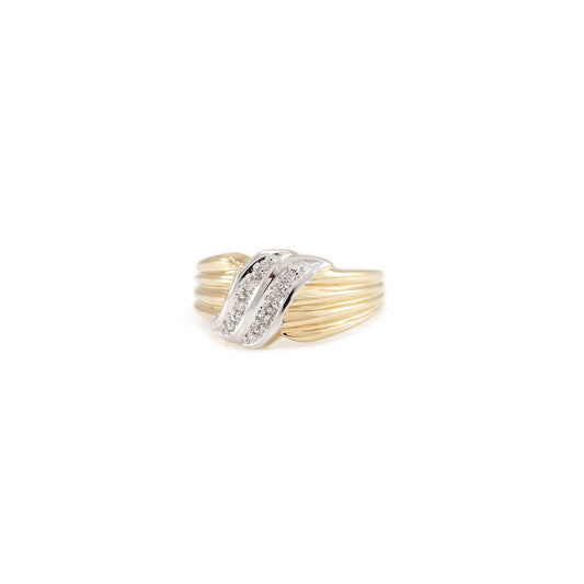 Bicolor Damenring Diamantring Gelbgold Weißgold Schmuck 14K Goldring diamond ring