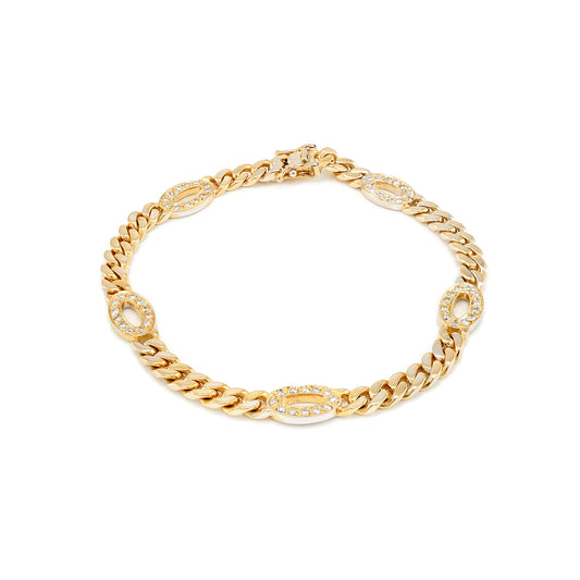 Diamond bracelet tank yellow gold 18K 750 women's jewelry gold bracelet diamond bracelet