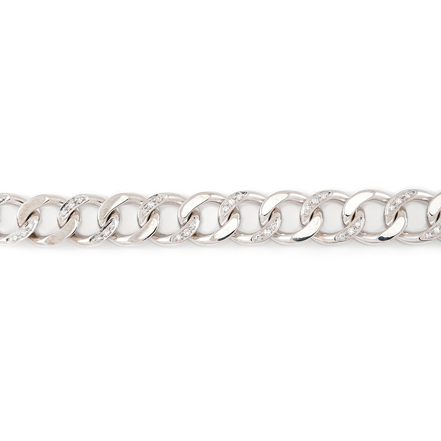 Solid bracelet tank diamond white gold 750 18K 19cm women's jewelry bracelet