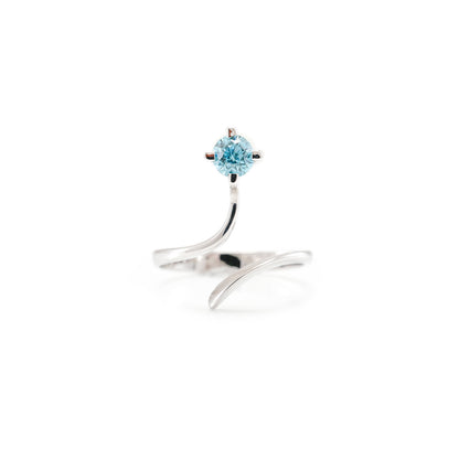 Elegant ring white gold aquamarine open 750 18K RW55 women's jewelry gold ring