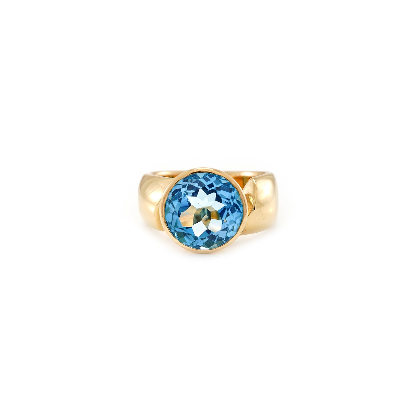 Ring Blautopas Massiv Gelbgold 750 18K RW61 Damenschmuck Goldring Damenring