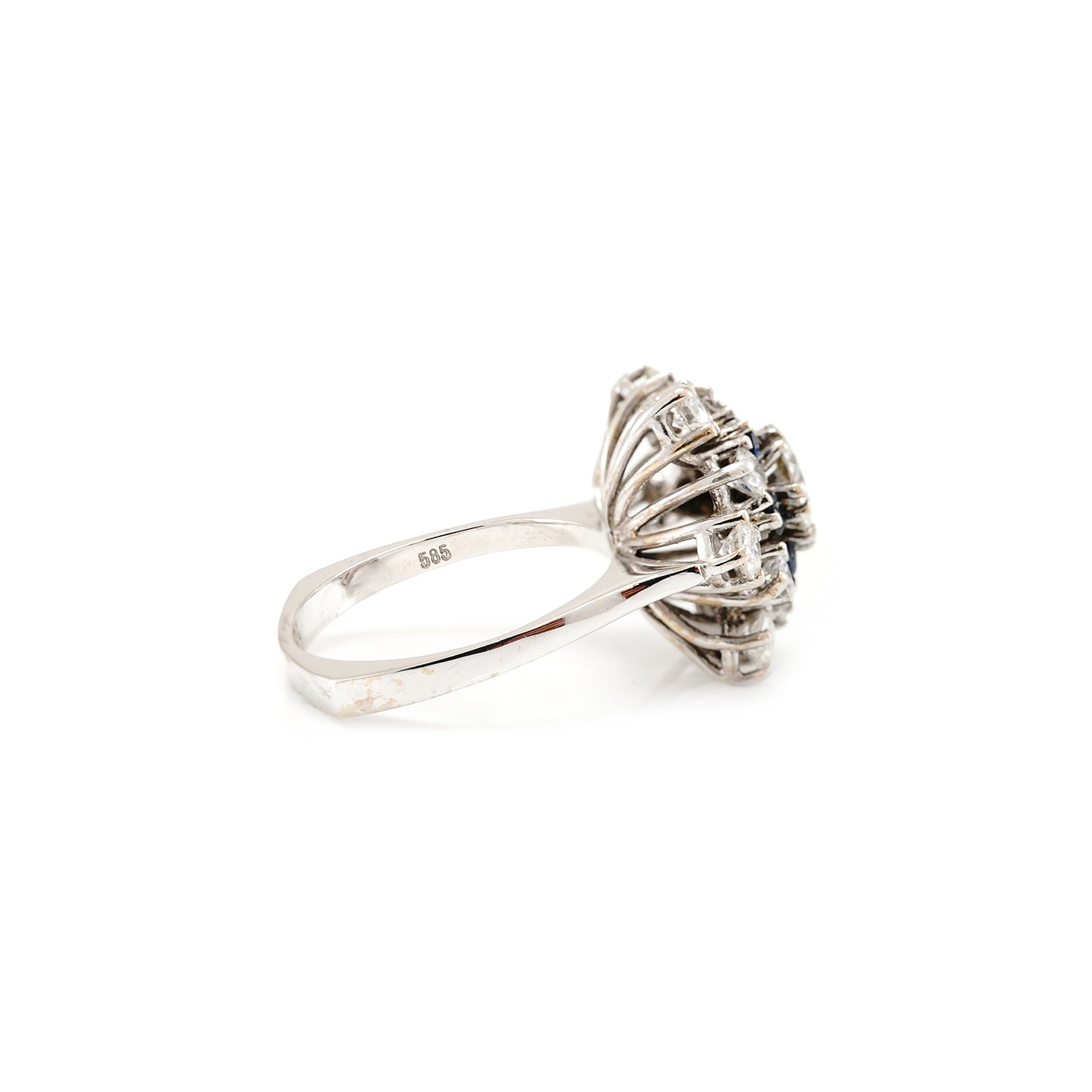 Vintage diamond ring sapphire white gold ring 14K gemstone ring blue white engagement ring