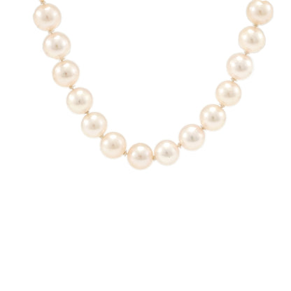 Pearl necklace with jewelry clasp and diamond in yellow gold 750 18K pearl necklace