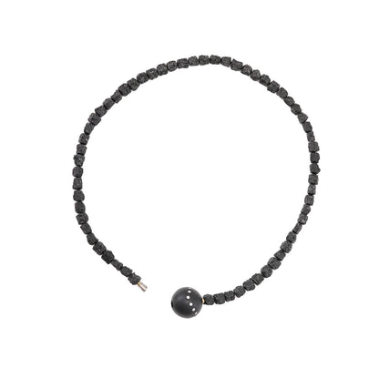 Necklace lava stone diamond brilliant 750 18K 45cm women's jewelry chain stone necklace