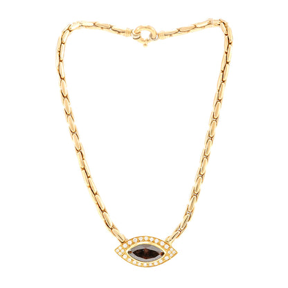 Vintage gold necklace 18K gold nacklace 26 diamonds + 14.19 carat marquise cognac