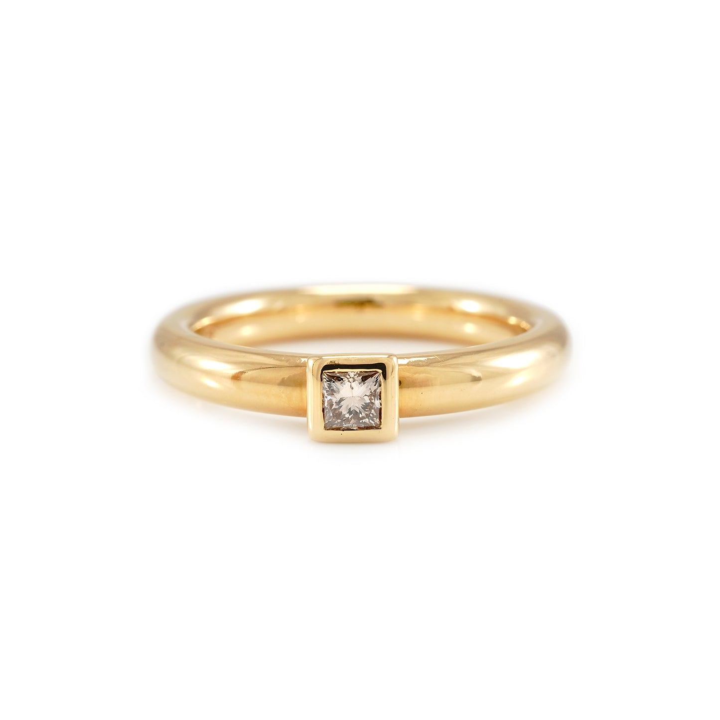 Verlobungsring Kombinationsring Diamant Princess 750 Gold Gelbgold 18K Geschenk Diamantring Set