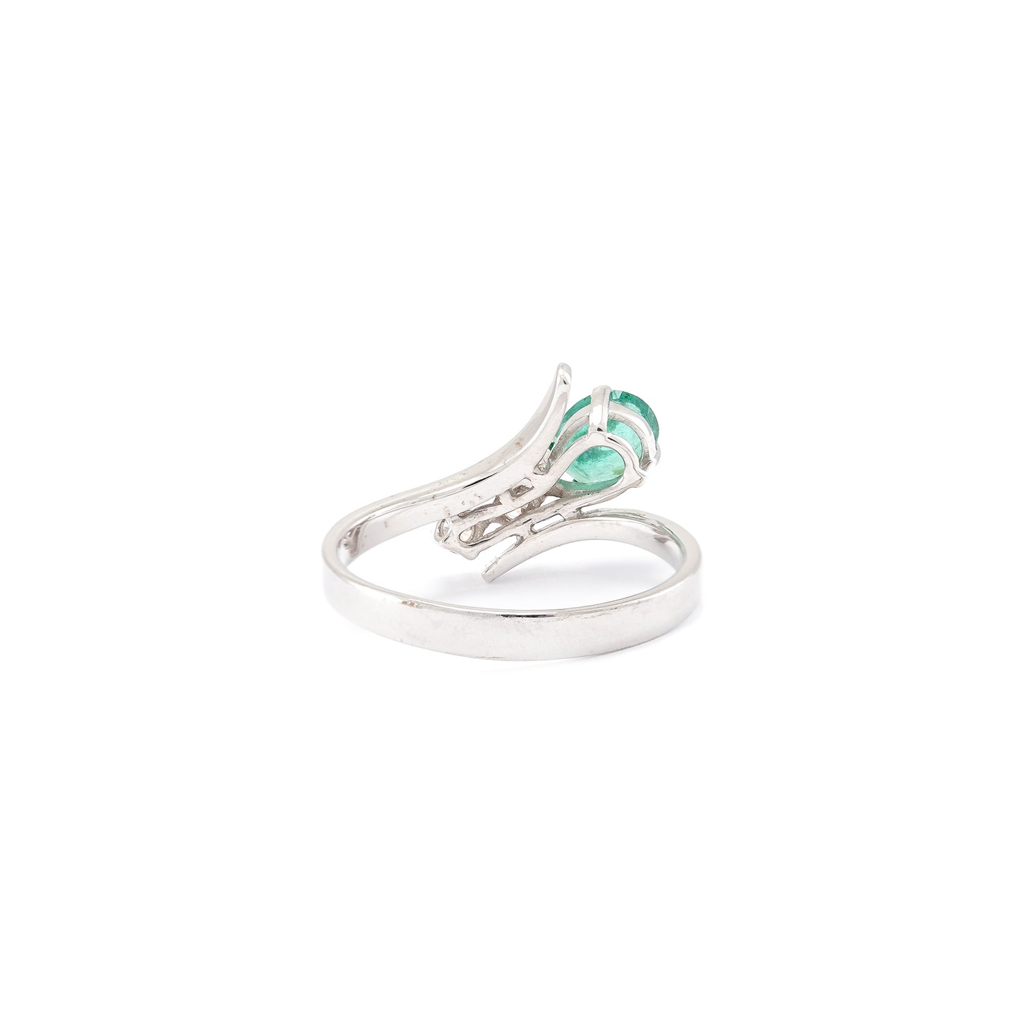 Exklusiver Diamantring 14K Weißgold Diamant mit Smaragd Damenschmuck whitegold emerald