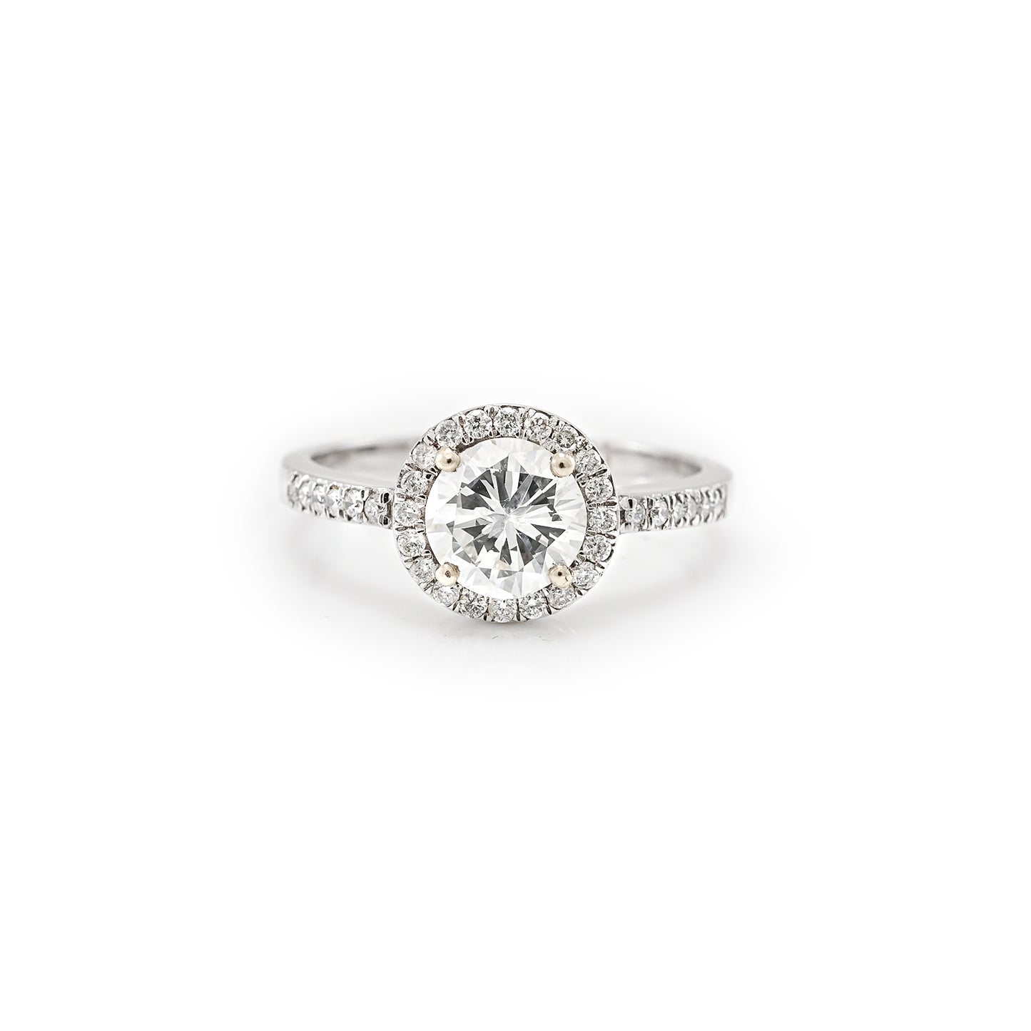 Engagement ring 1 carat diamond solitaire ring18K white gold engagement ring TW Si one carat