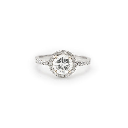 Engagement ring 1 carat diamond solitaire ring18K white gold engagement ring TW Si one carat