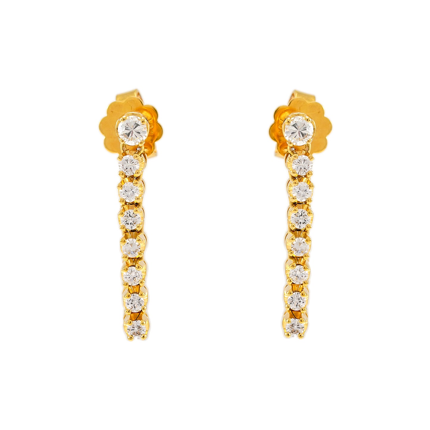 Diamond stud earrings yellow gold 18K women's jewelry gold earrings diamond earrings
