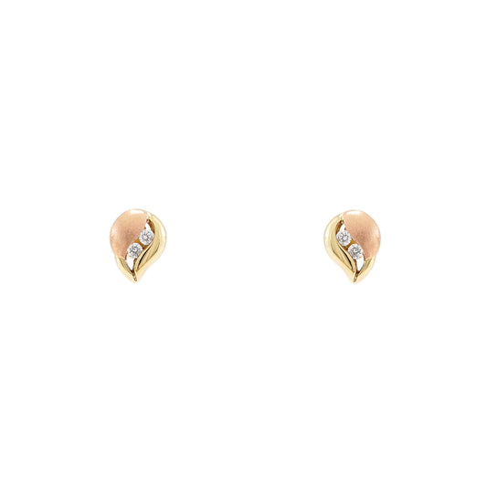 Stud earrings yellow gold rose gold zirconia 585 14K women's jewelry gold earrings plug