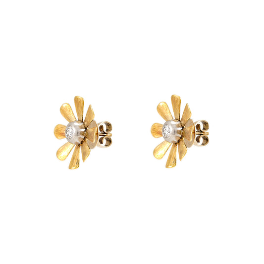 Diamond stud earrings gold earrings diamond earrings flower 585 gold platinum 950