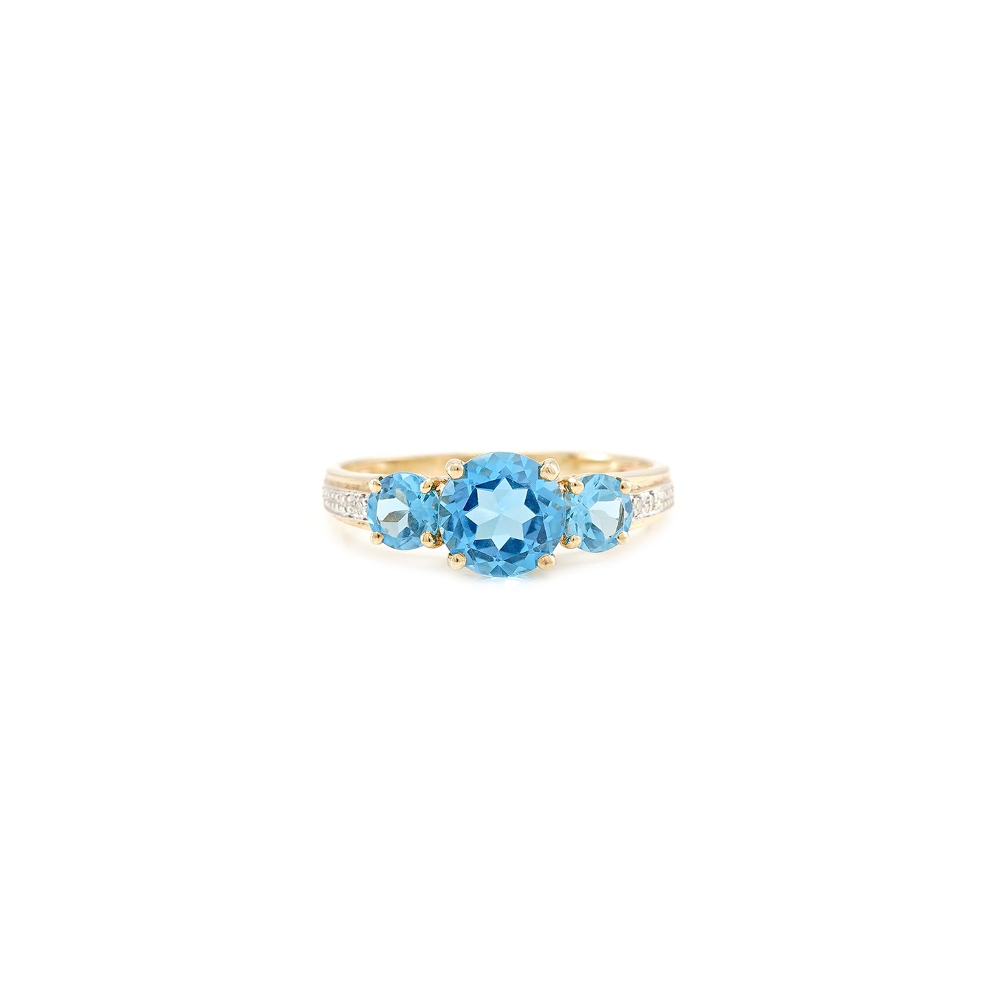 Women's ring with synthetic topaz diamond in yellow gold 375 9K blue women's jewelry gold ring