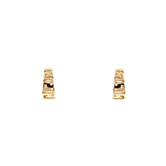 Hoop earrings yellow gold Greek pattern 585 14K women's jewelry gold earrings