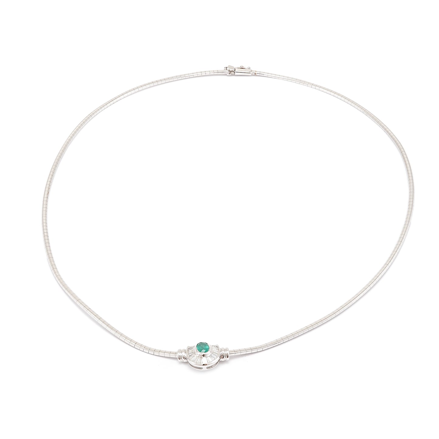 Necklace white gold diamond emerald 750 18K necklace 47cm 14.88g women's jewelry circlet