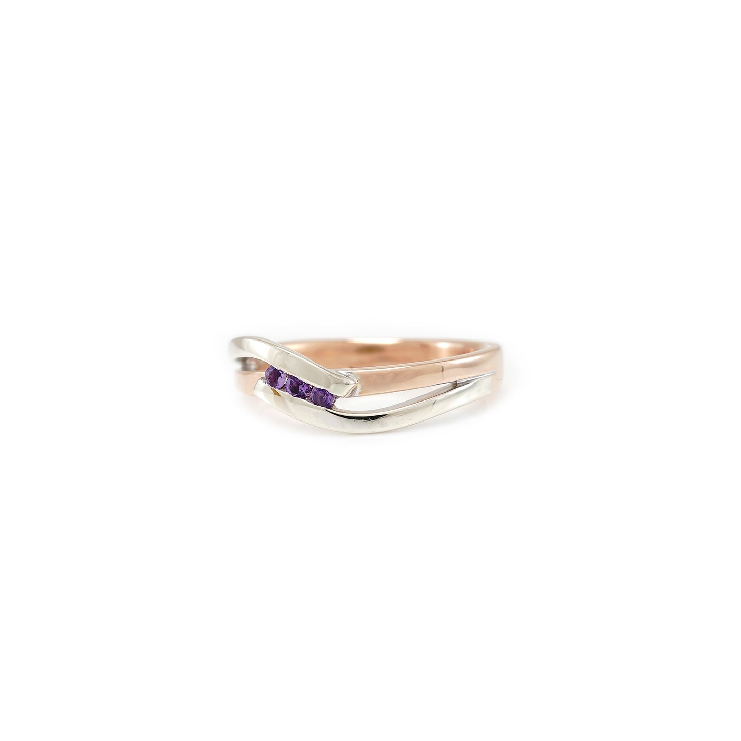 Women's ring amethyst rose gold white gold 9K women's jewelry gemstone ring gold ring