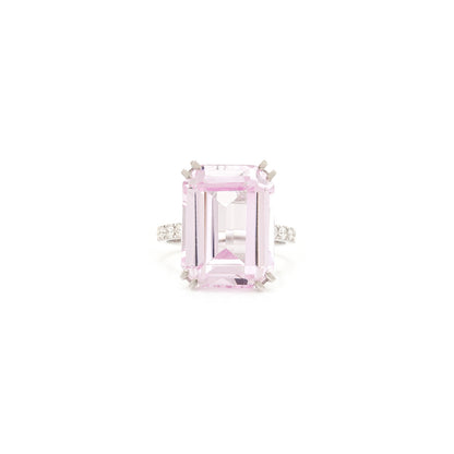 Diamond ring with pink gemstone in white gold 585 14K gold ring diamond ring