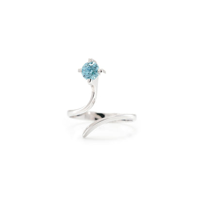 Elegant ring white gold aquamarine open 750 18K RW55 women's jewelry gold ring