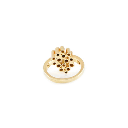 Statement ring diamond sapphire yellow gold 14K 585 gold ring women's jewelry diamond ring