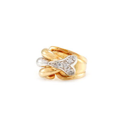 extravaganter Bicolor Gold Ring Zirkonia Damenring Damenschmuck 18K Goldring