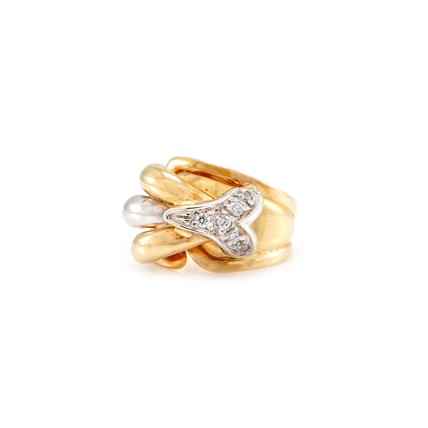 extravagant bicolor gold ring zirconia women's ring women's jewelry 18K gold ring