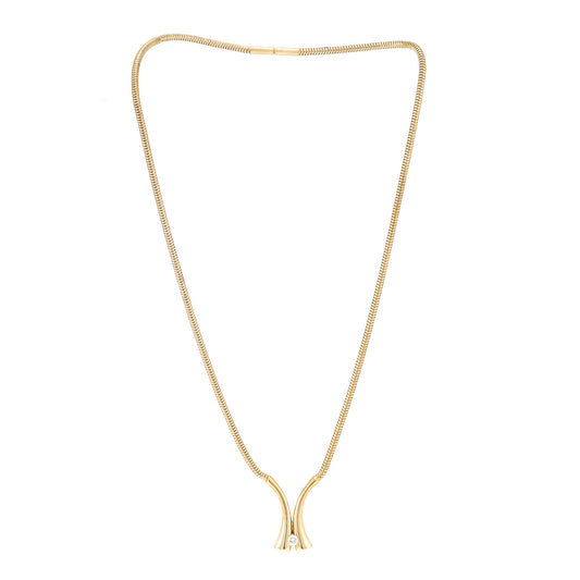 Diamond necklace in yellow gold 750 18K women's jewelry snake chain diamond pendant