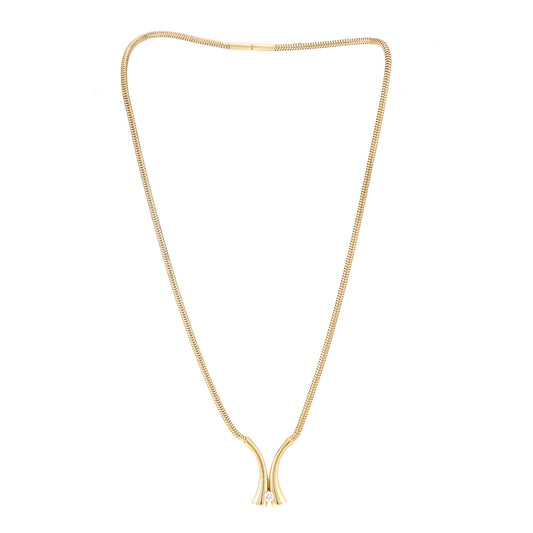 Diamantcollier in Gelbgold 750 18K Damenschmuck Schlangenkette diamond pendant