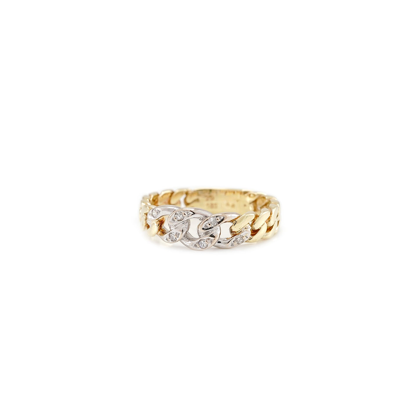Diamond ring tank style chain ring yellow gold white gold 14K women's jewelry gold ring