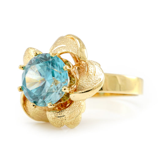 Blue gemstone ring blue topaz 585 gold women's jewelry gold ring gemstone ring