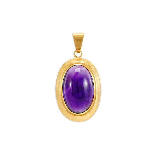 Gemstone pendant vintage amethyst yellow gold 14K women's jewelry gemstone pendant