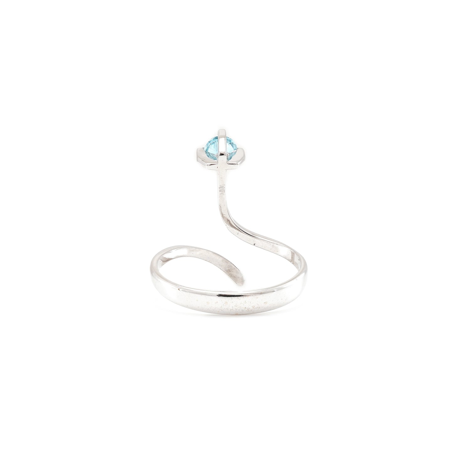 Elegant ring white gold aquamarine open 750 18K RW55 women's jewelry gold ring