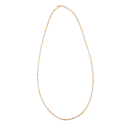 Singapore gold chain in tricolor white gold yellow gold rose gold 333 8K 69cm women's jewelry